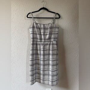 Banana Republic Black and White Checkered Midi Dress